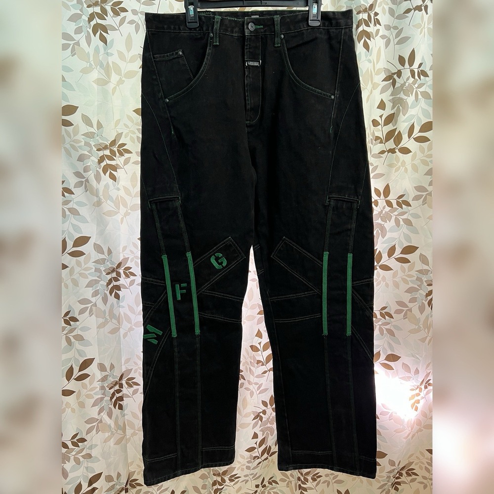 Crazy Baggy Y2K 2000's Sz 36 Shuttle Strap Marithe Francois Girbaud Denim Jeans